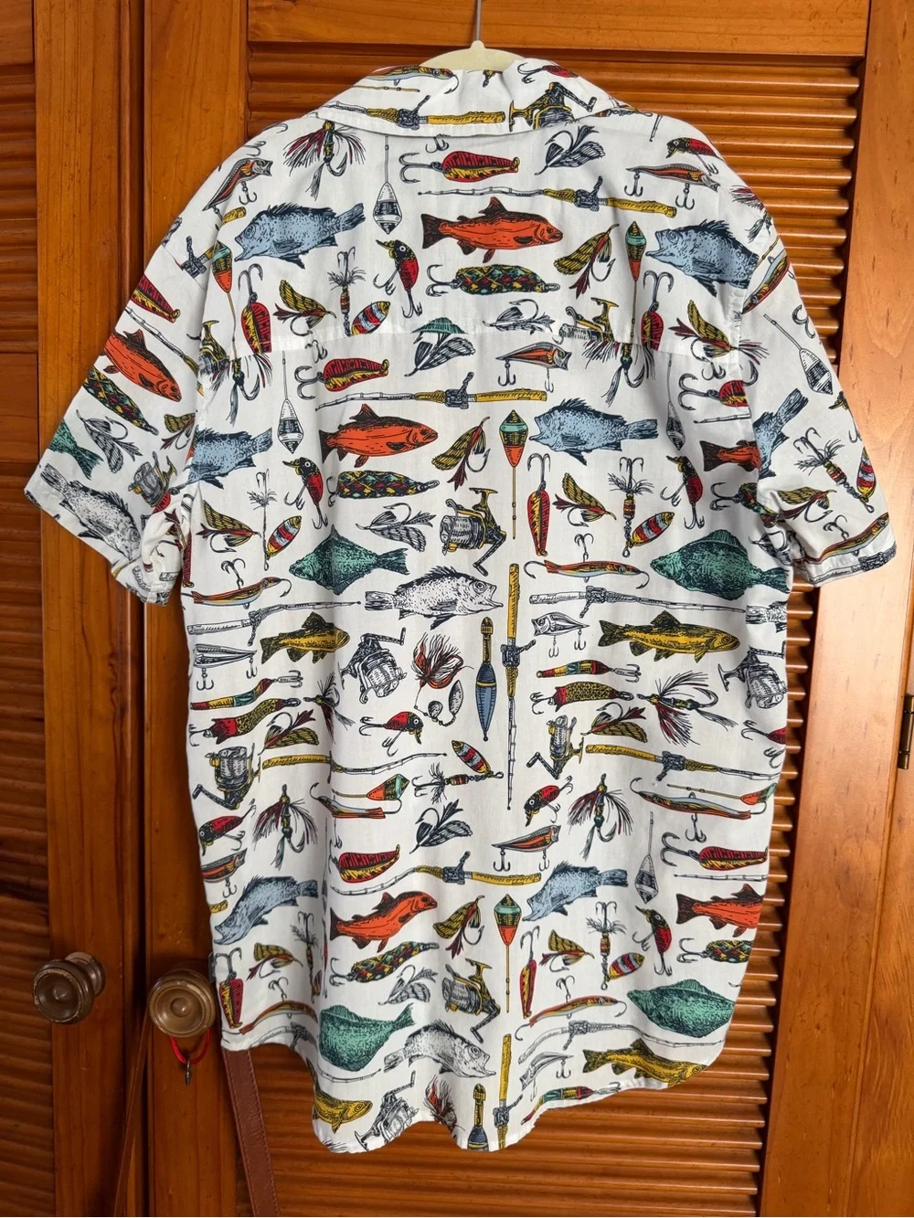 Eddie Bauer Kids Boys Size Fishing Lure Print Short Sleeve Button Down Shirt